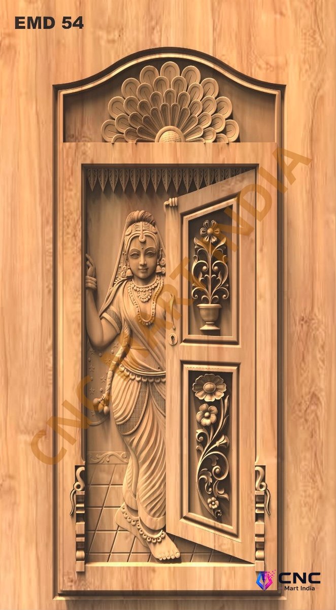 GSK EMBOSSING - EMD-54 Traditional Indian Lady Artistic Relief Carved Door 3D Model